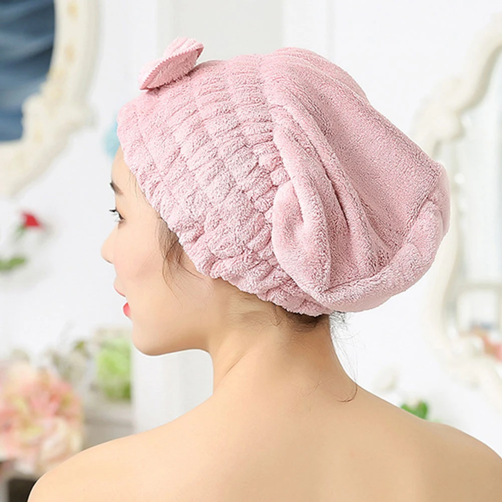 

2 Pcs Dry Hat Hair Drying Cap Shower Sealing Strip Thicken Microfiber