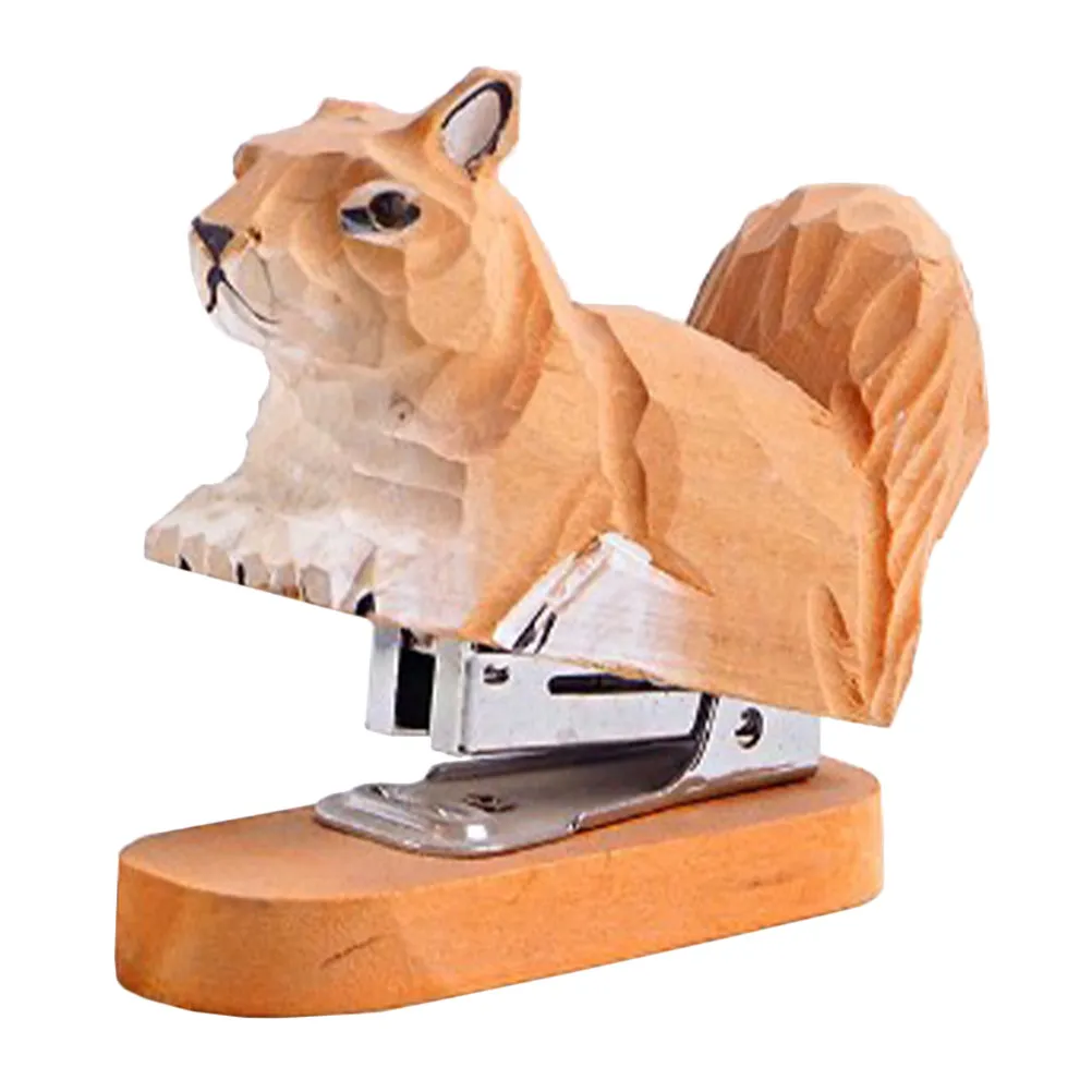 

Деревянный степлер в виде белки, настольный степлер для офиса, дома, школы, канцелярский подарок для детей и взрослых, прочный, из нержавеющей стали