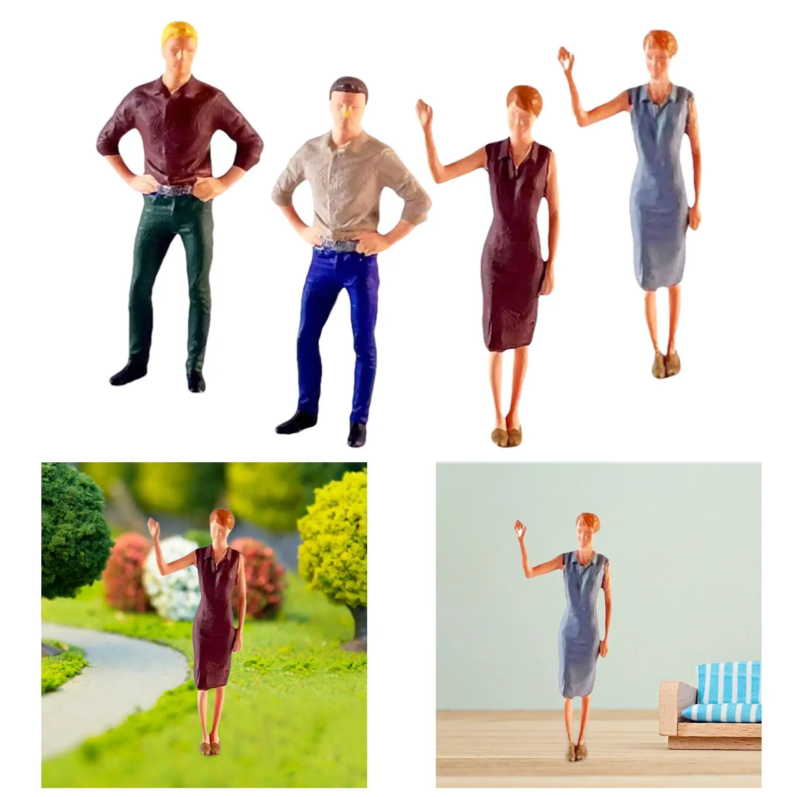 1/64 persone figura treno parco Street People Figure Mini persone Figurine per fotografia puntelli scena in miniatura accessori Decor