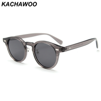 Kachawoo retro sunglasses polarized women tr90 frame round sun glasses men trending outdoor shades grey black brown Korean style