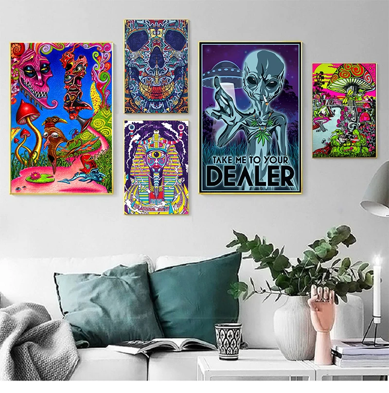 Psychedelic LSD Canvas Art Print Painting Poster Prints Wall Pictures Home Decoration Wall Decor No Frame