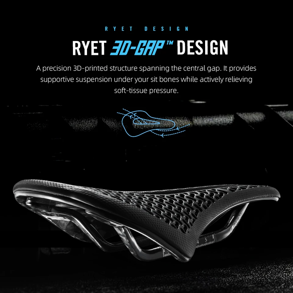 2026 RYET 3Dプリント碳素バイクサドル 140/143mm