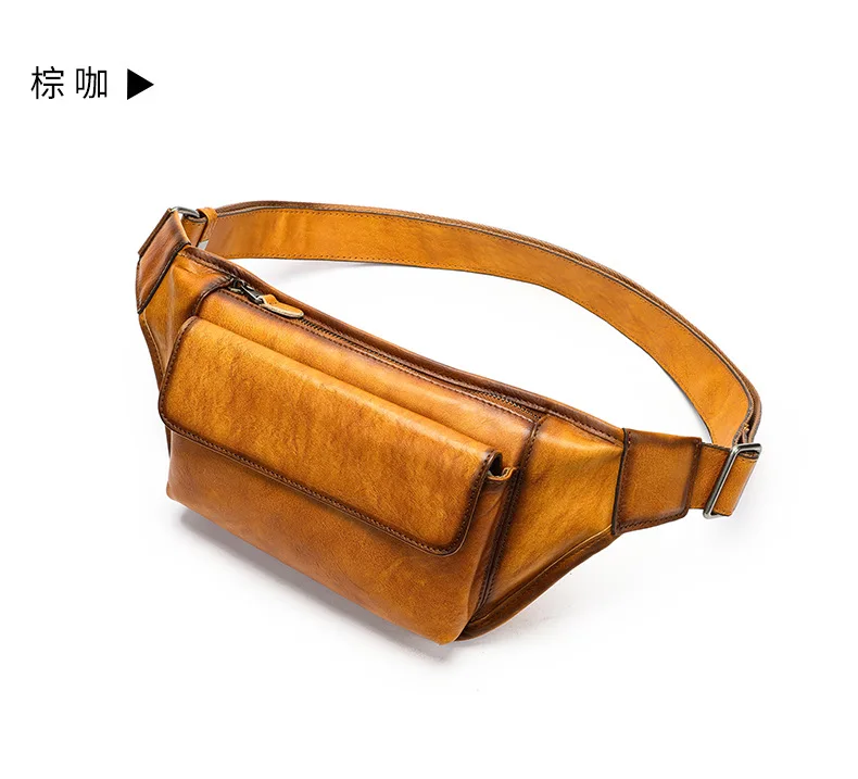 

Мужская поясная сумка из натуральной кожи, кожаная повседневная нагрудная сумка первого слоя, мягкая кожаная сумка через плечо на одно плечо, мужская поясная сумка