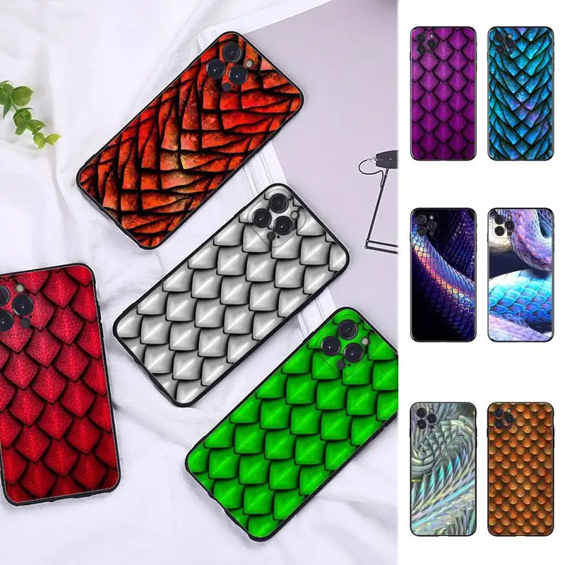 FHNBLJ Dragon scales Phone Case Silicone Soft For iphone 14 13 12 11 Pro Mini XS MAX 8 7 6 Plus X 2020 XR Shell