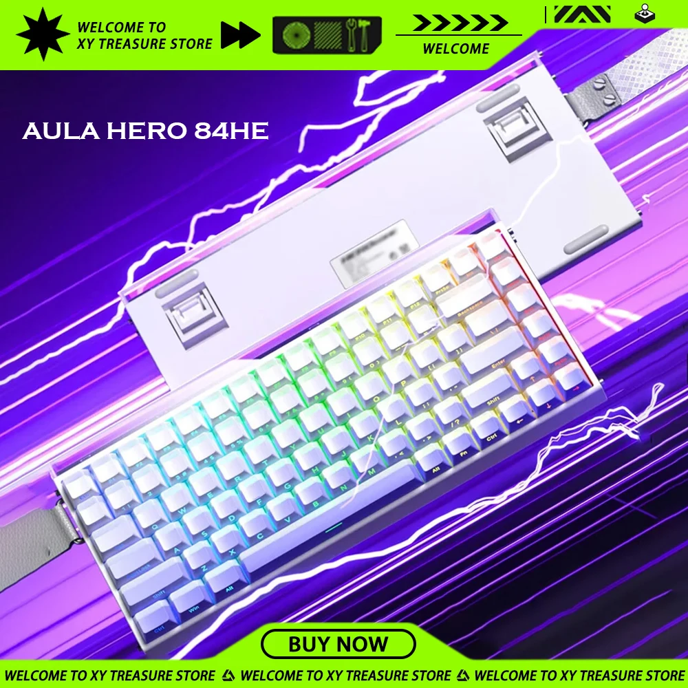 AULA HERO 84HE – clavier mécanique à interrupteur magnétique, 8K, 0.01mm RT, échange à chaud, Fiber de carbone rvb, accessoires de jeu filaires personnalisés