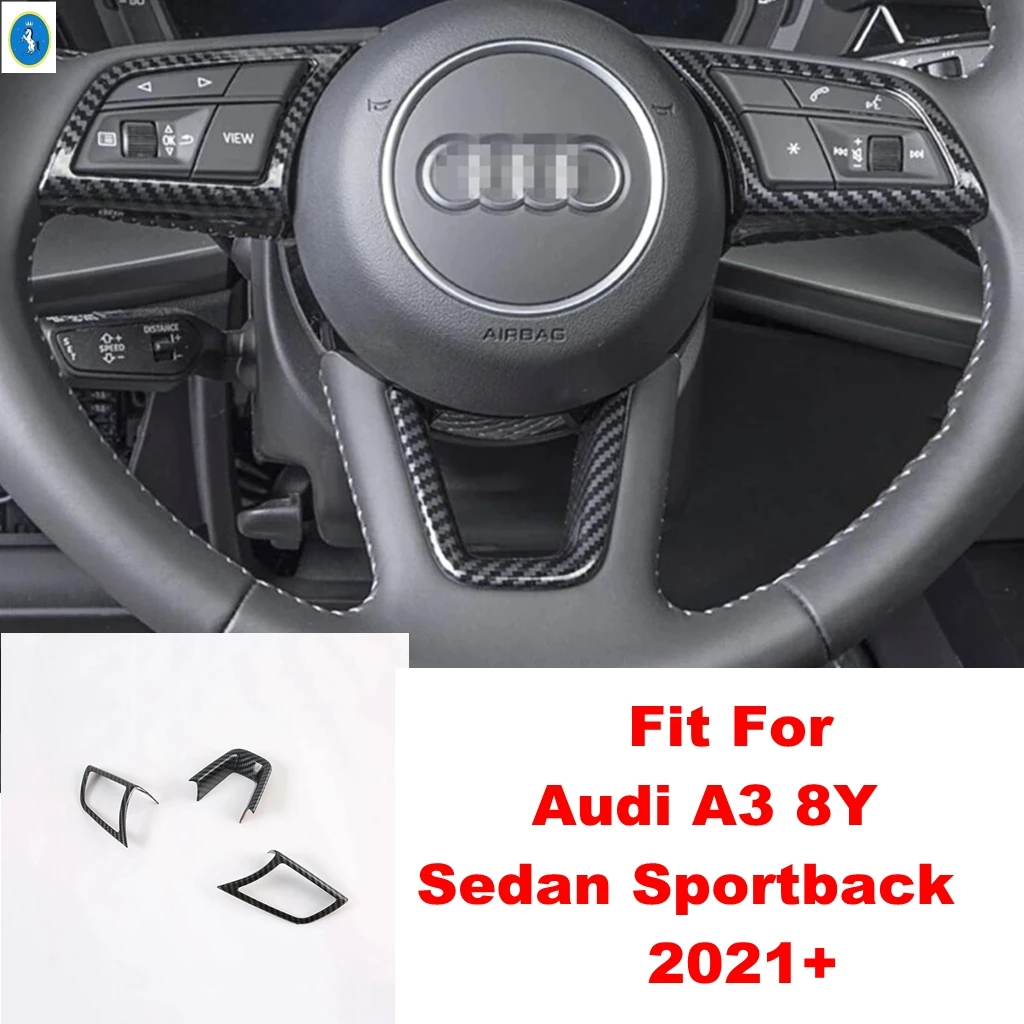 

Carbon Fiber Look Steering Wheel Bottom Decoration Frame Accessories Cover Trim For Audi A3 8Y Sedan Sportback 2021 2022 2023
