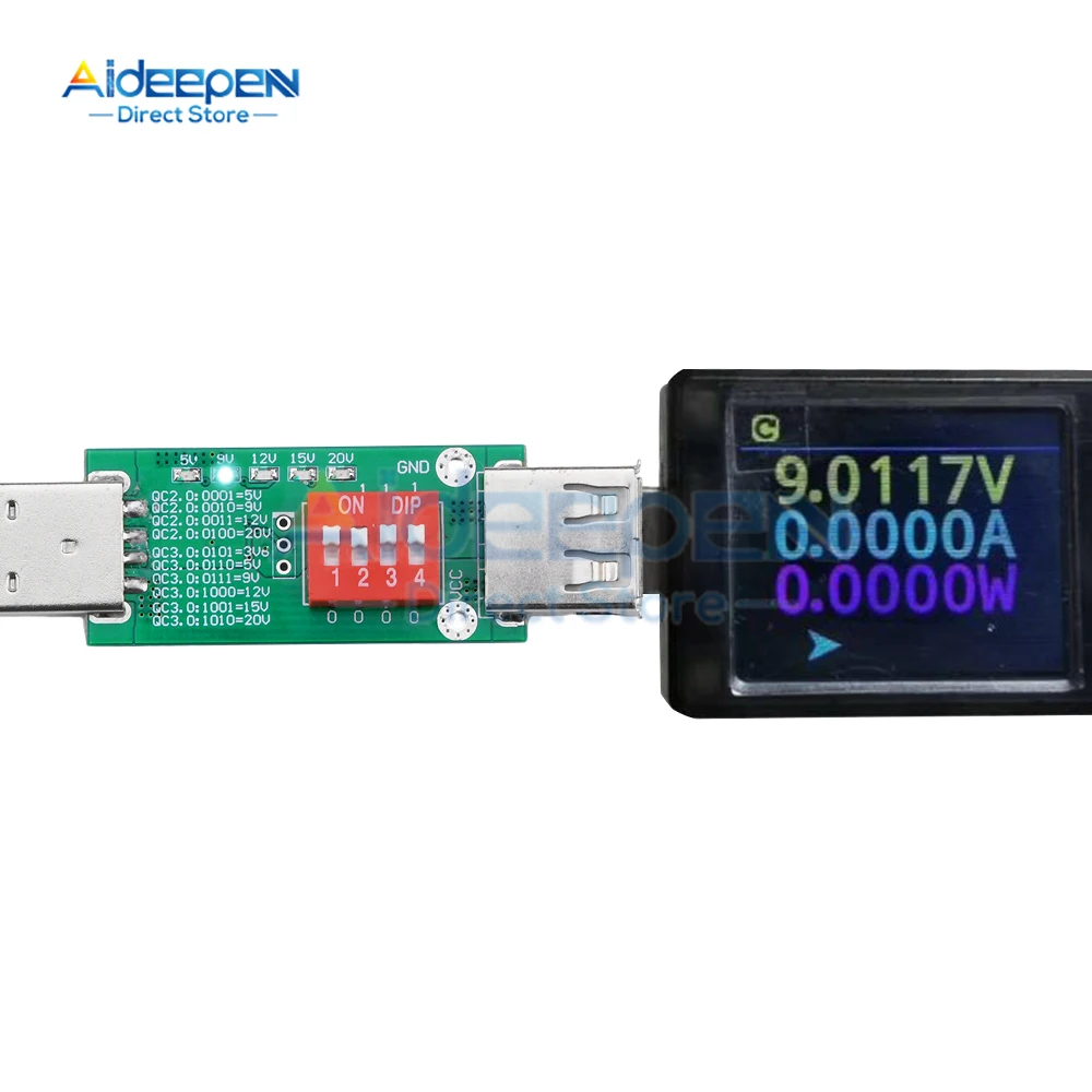 QC2.0 QC3.0 Deception Aging Detection Fast Charging Adapter Test Board USB Interface 5V/9V/12V/15V/20V Trigger Voltage Detector