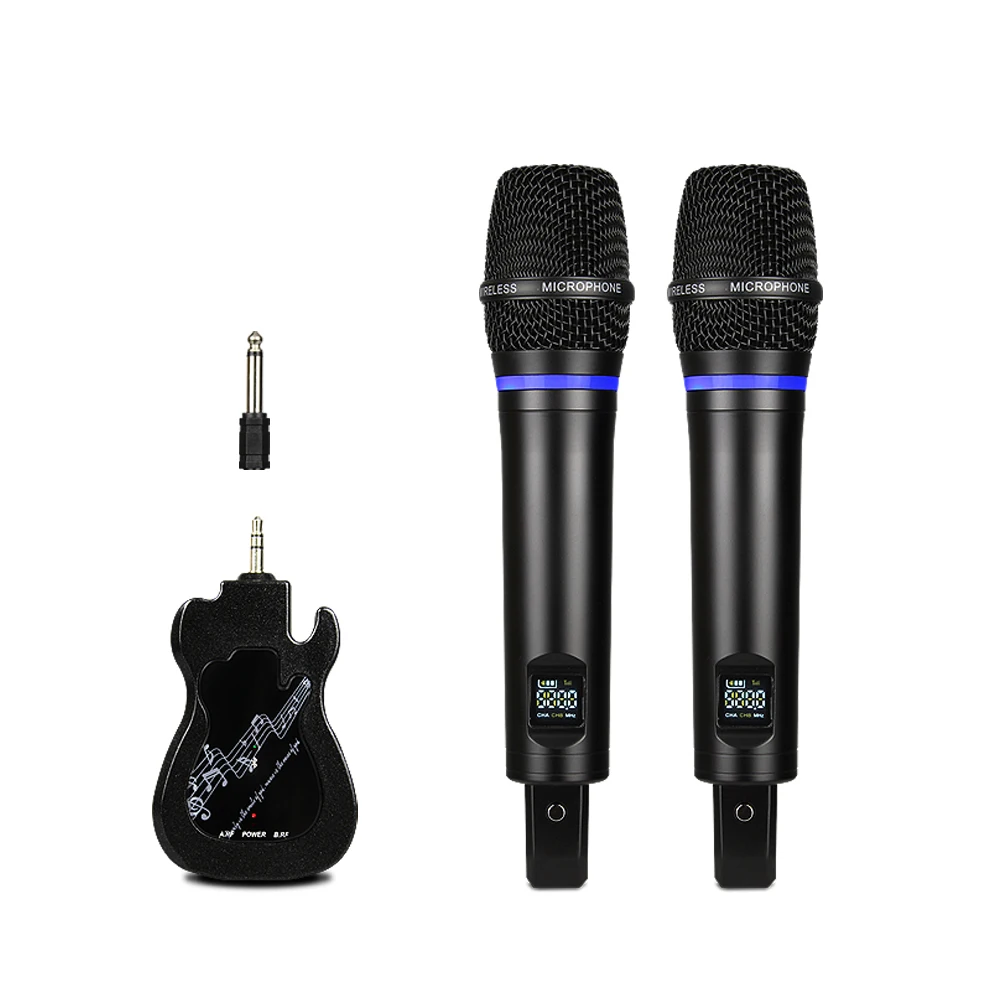 

Bluetooth Professional Metal UHF Wireless Microphone 2 Channel Handheld Dynamic Karaoke Microphone for Singing PA System Stage