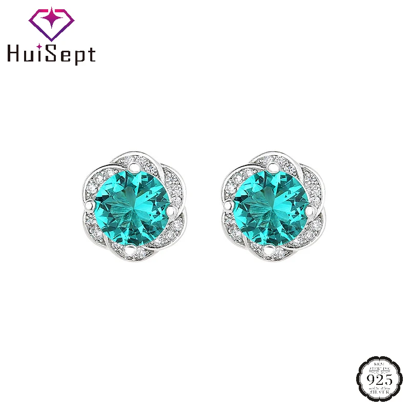 

HuiSept Trendy Women Earrings 925 Silver Jewelry Accessories with Zircon Gemstone Stud Earring for Wedding Party Promise Gifts