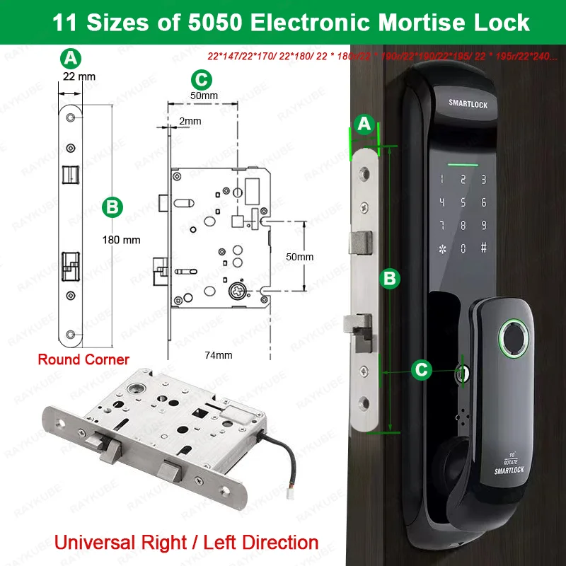 RAYKUBE FM08 Tuya Wifi Smart Door Lock TT Lock Fingerprint Lock Auto Electronic Bio-metric Lock Digital Lock for Smart Home