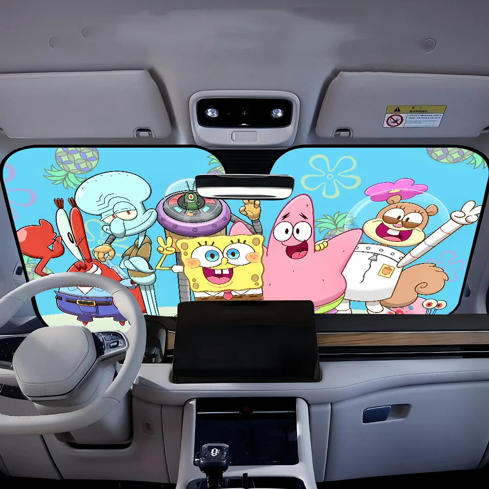 Parasol para parabrisas de Bob Esponja para coche, SUV, camión, ventana delantera, accesorio de parasol, cubierta protectora de visera