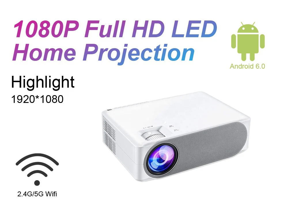 Portable Full HD 1080P Upright Projector With WIFI For Home & Education 4K Outdoor Movie Beamer