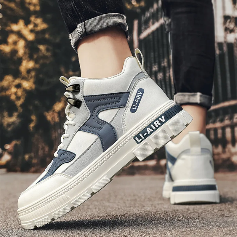 Fashion Men's Running Shoes High Top Men Sneakers PU Leather Comfort Non-Slip Walking Footwear Zapatos De Hombres Male Sneakers