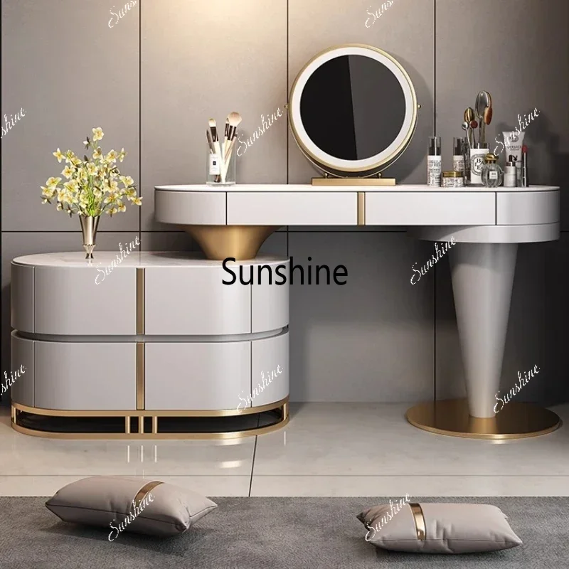 

YBedroom Integrated Bucket Cabinet Bedside Table And Storage Tailstock Modern Wood Rock Panel Vanity, Dressing Table, Master