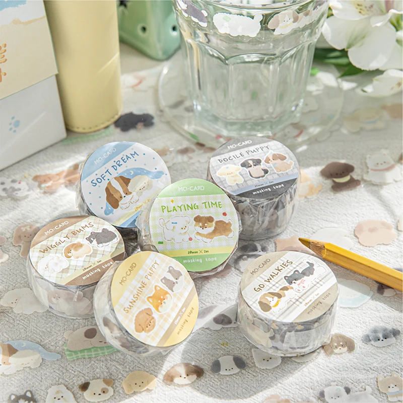 Mr.Paper,Cute Animal Masking Tape 1 Roll Kawaii Dog PET Tape Home Handbook Scrapbook Decoration Gifts