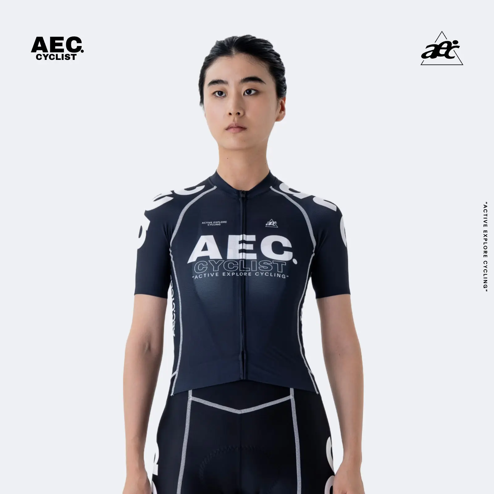 

aec Women's Short Sleeve Cycling Jersey | Wind Speed Series | Black Performance Spring Summer Road Bike Top | Quick-Dry