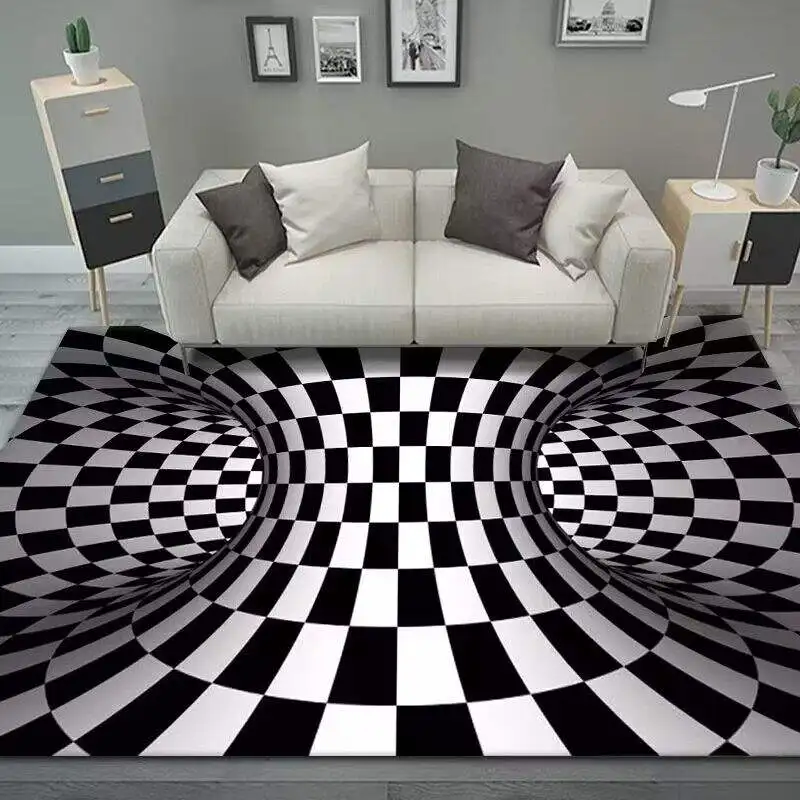 

3D Vortex Optical Illusion rug Flannel Round Area Trap Trippy Rugs Durable Cool carpets door mat