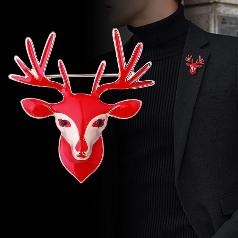 Broches de alce de Metal para hombre y mujer, broche de ciervo rojo, ramillete de camisa, accesorios de cuello, gran oferta
