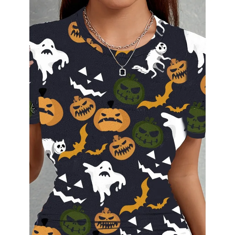 Halloween Bat Witch Hat Pumpkin Ghost Women Dress New Fashion Female Clothes Women's Sexy Skinny Short Sleeve Wrap Hip Dresses