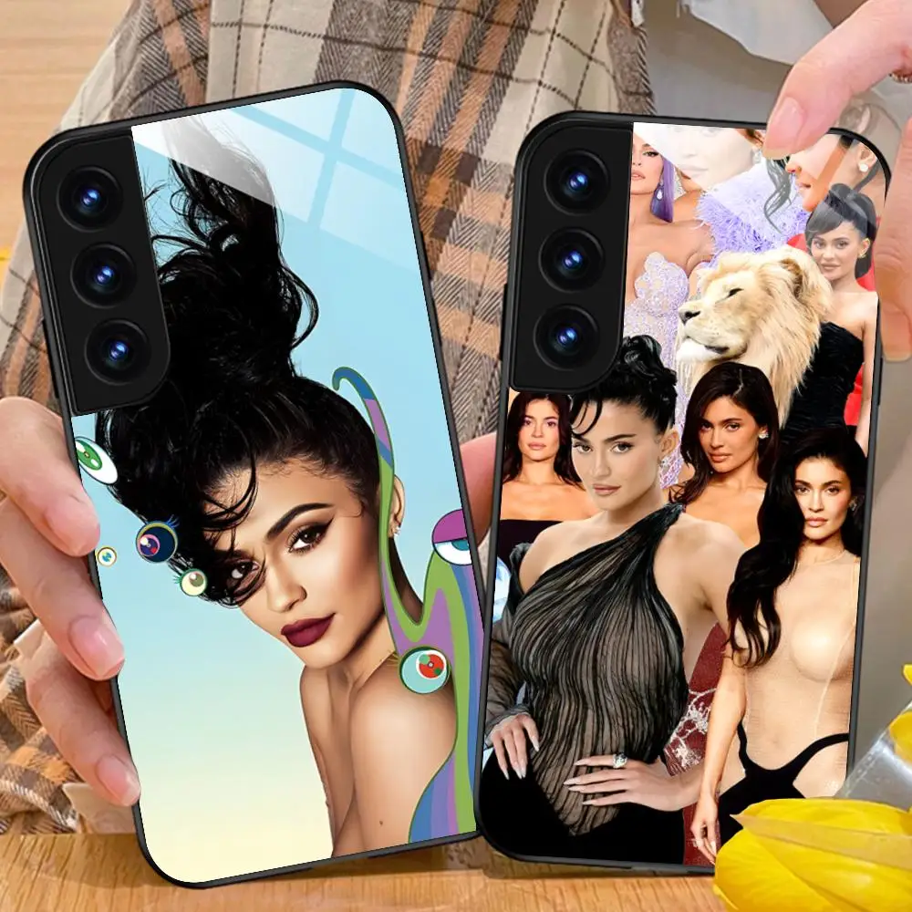 Kylie Jenner Mobile Cell Phone Case for Samsung Galaxy S25 S24 S23 S22 S21 S20 Note20 Plus FE Ultra Glass Cover Pretty Luxury
