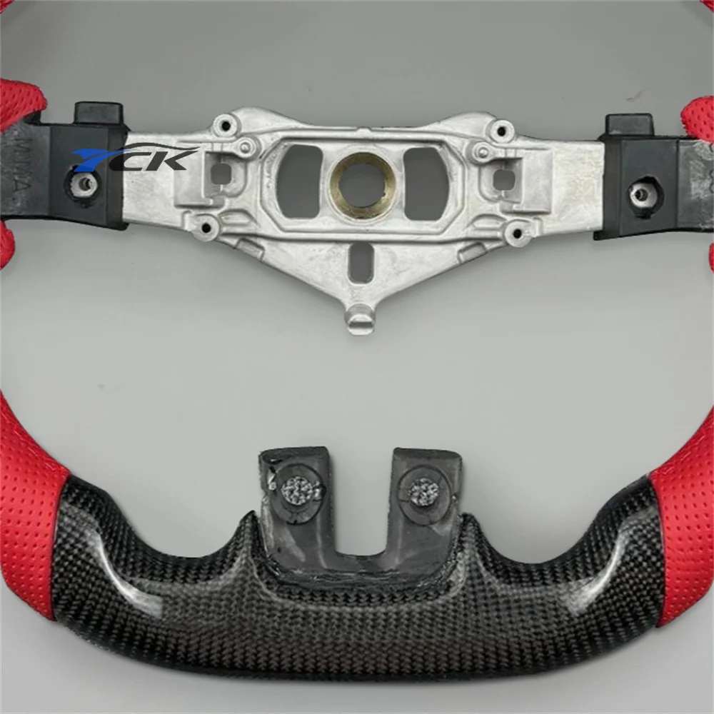 For Dodge Charger Challenger RT 2011 2012 2013 2014 Customized Carbon Fiber Red Perforated Leather Steering Wheel