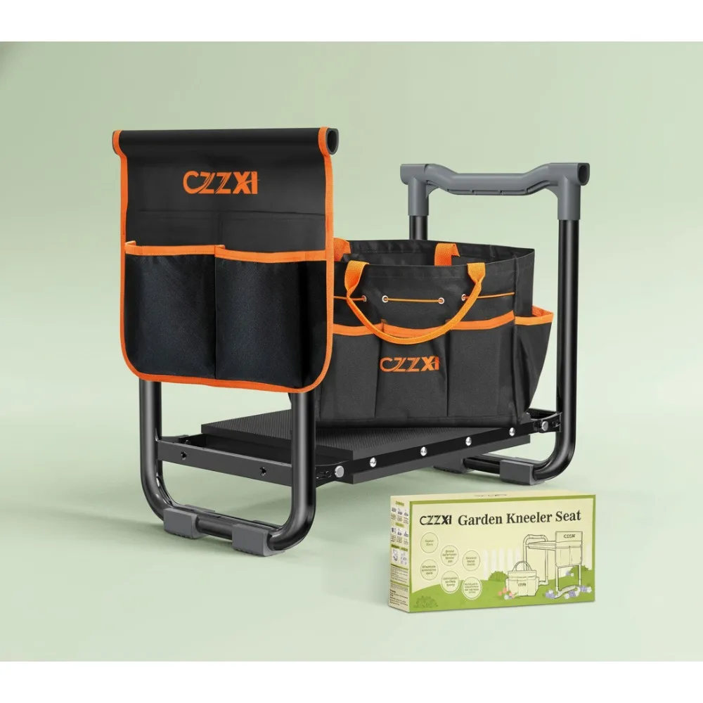 

Heavy Duty Garden Kneeler Seat with Tool Pouch - Foldable Gardening Stool for Women Seniors Outdoor Use