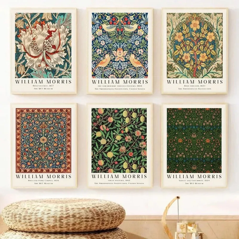 Póster de flores de William Morris, pintura en lienzo, arte de pared Floral, violetas, póster botánico, decoración de sala de estar, imagen de decoración del hogar