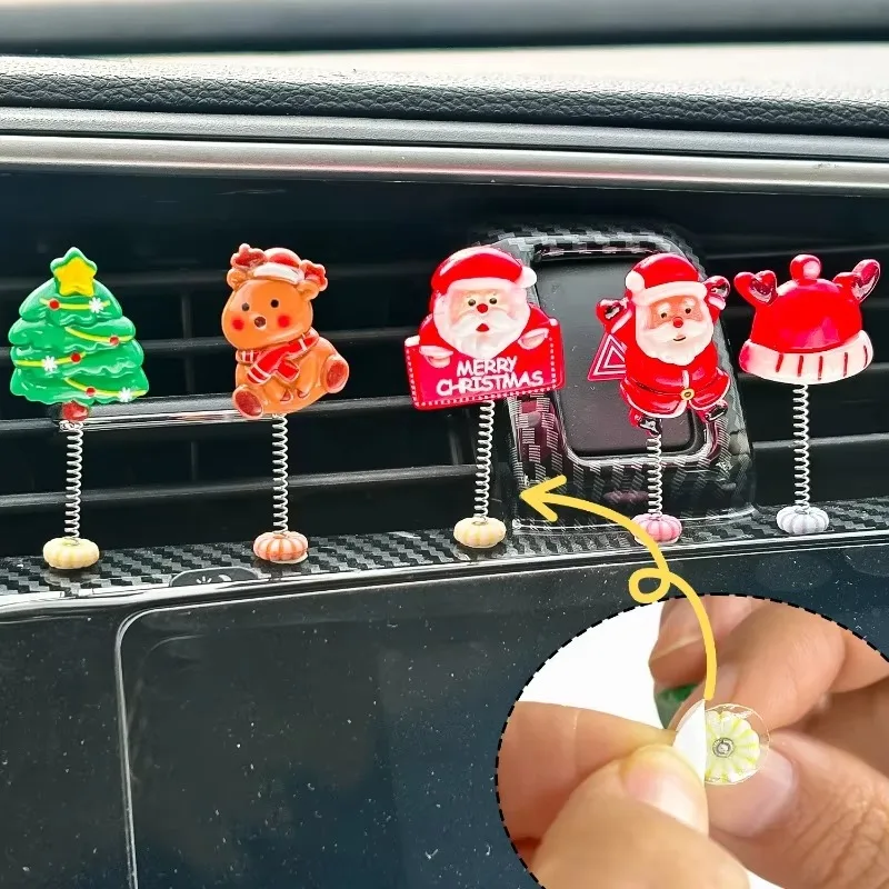 Christmas Car Ornaments Creative Shaking Head Santa Claus Christmas Tree Snowman Elk Auto Center Console Dashboard Decoration