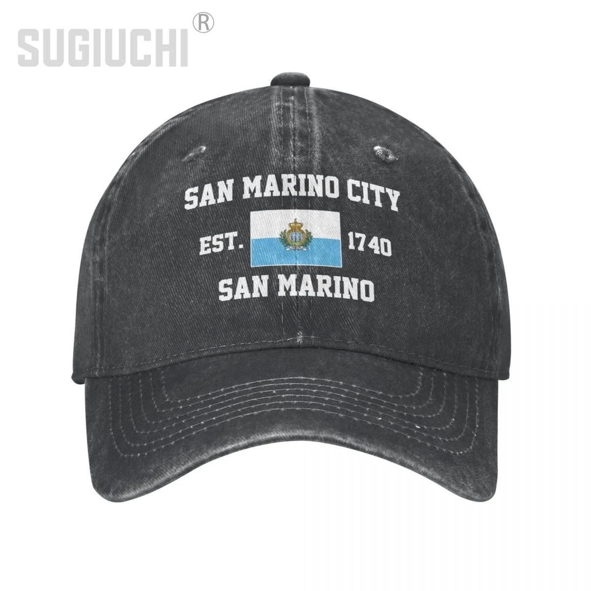 Flag of SAN Marino EST.1740 SAN Marino City Unisex Adult Washed Denim Baseball Cap Men Vintage Cotton Patriotic Trucker Hat