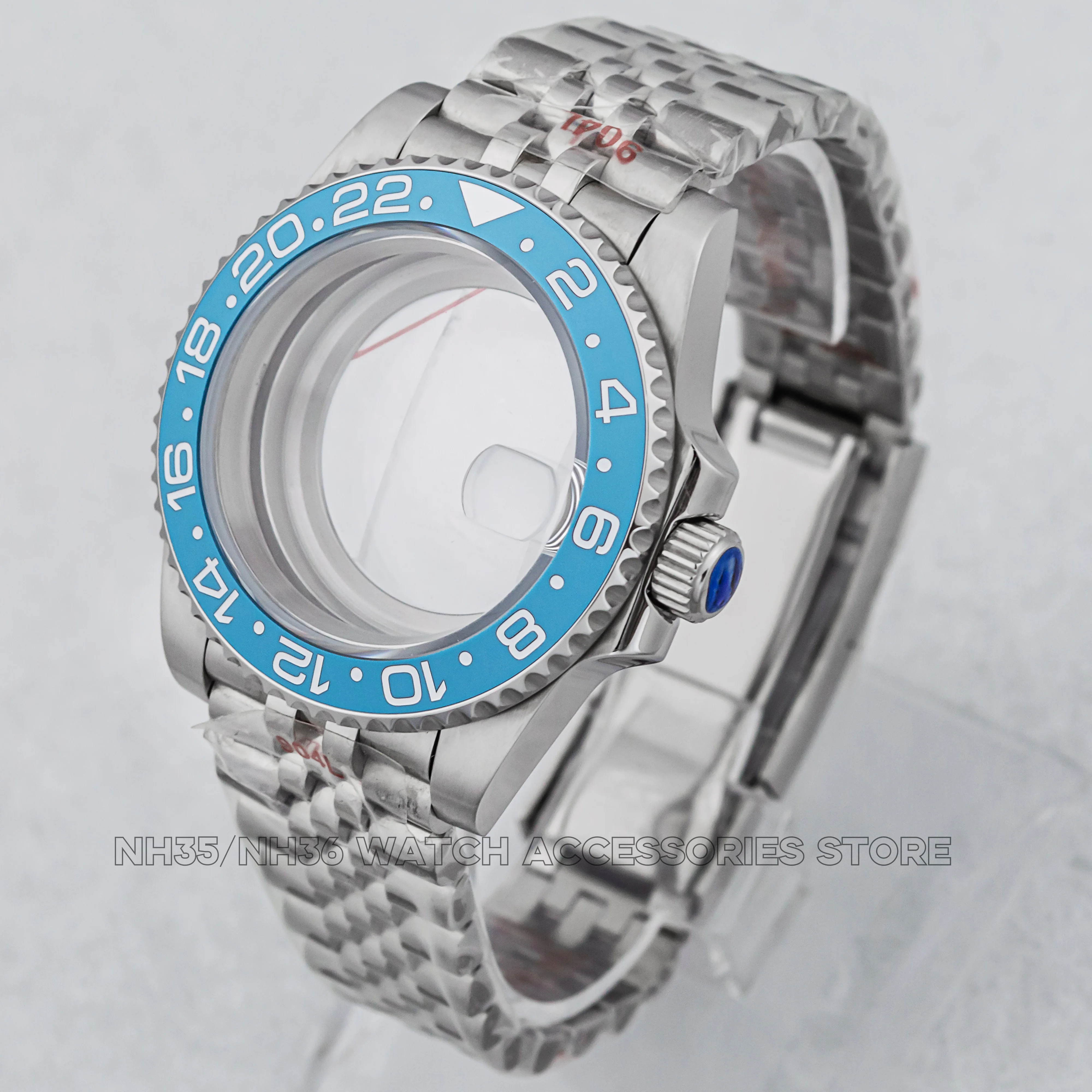 

NH35 Case Band Stainless Steel Watch Case Jubilee Strap Sapphire Glass for NH35/36/eta2824 Movement GMT Case