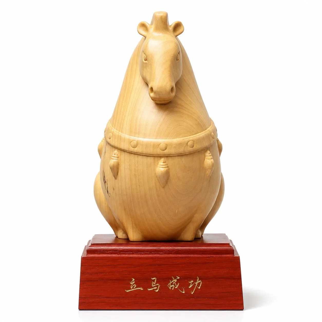 Hand Carved Boxwood Tang Dynasty Horse Statue for Chinese Zodiac Feng Shui Home Office Tabletop Traditional Decor Gift