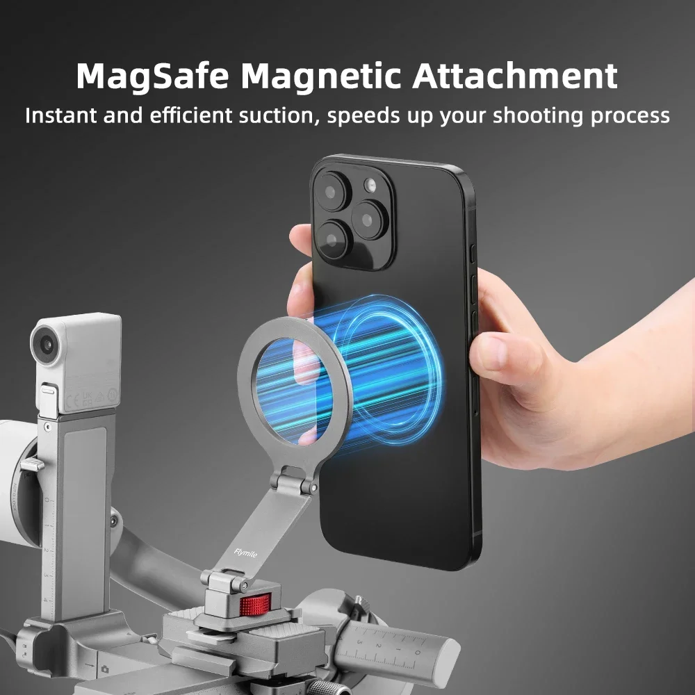 Flymile Adapter Bracket for DJI DJI RS 4 Mini Accessoise Phone Holder With Cold Shoe 1/4 Screw Hole Compatible with Magsafe