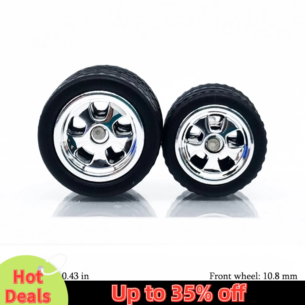 1/64 Model Car Wheels with Rubber Detachable Tires Blade Spoke Refitting Parts for Hot Wheels Matchbox D:11mm+13mm 1 Set