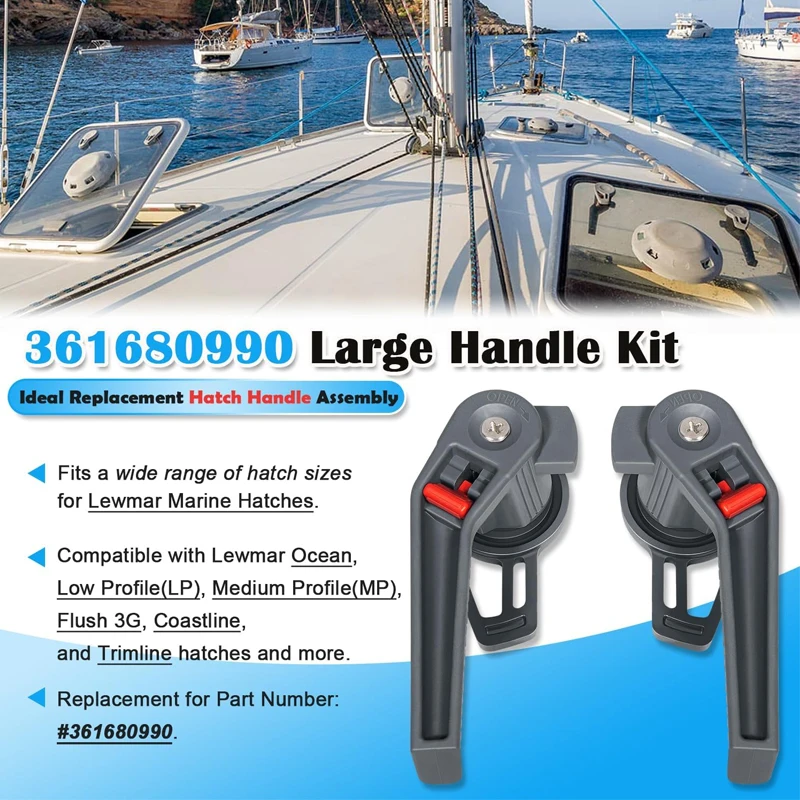 Boat Hatches Large Handle Kit #361680990 Fit for Lewmar Marine Hatches for Ocean, Low Profile (LP), Medium Profile (MP) Series - view 2