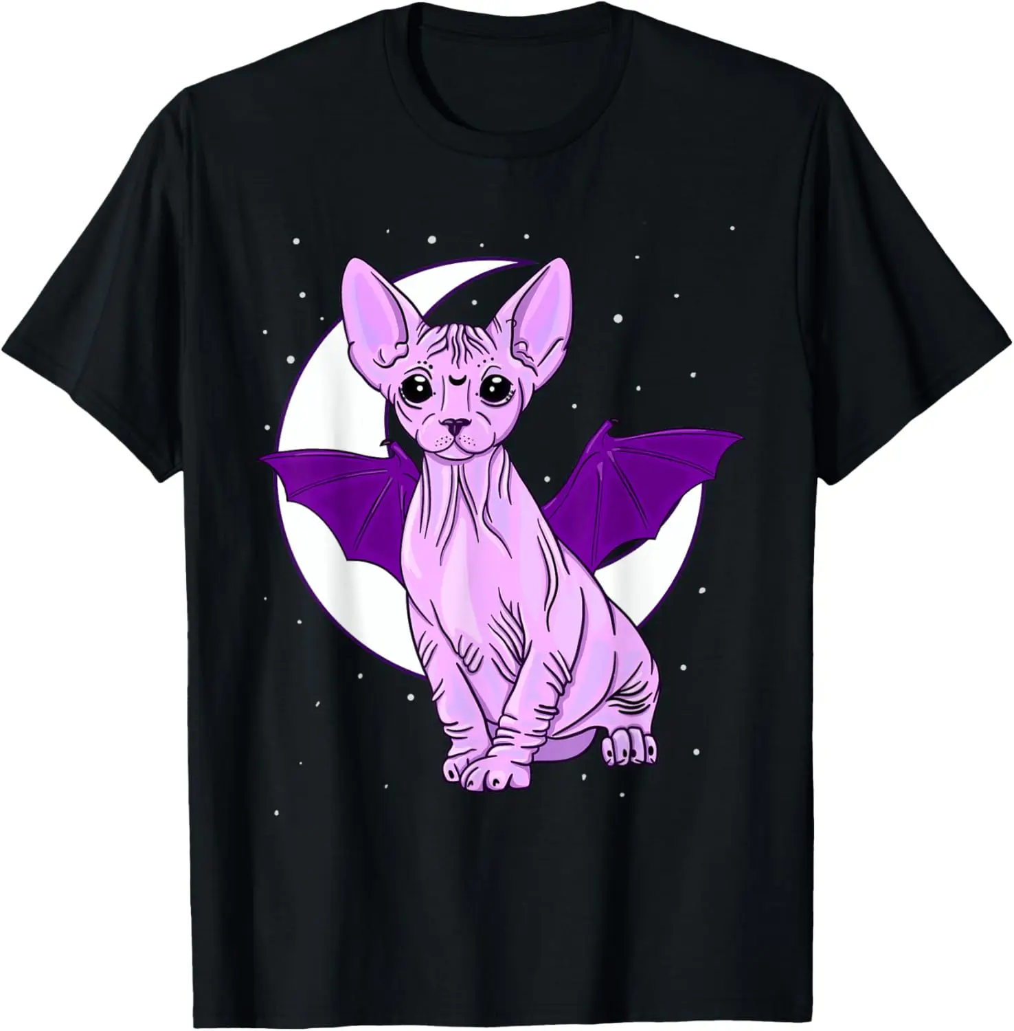 Sphynx Cat Bat Cute Pastel Goth Creepy Gothic Witchy Kitten T-Shirt