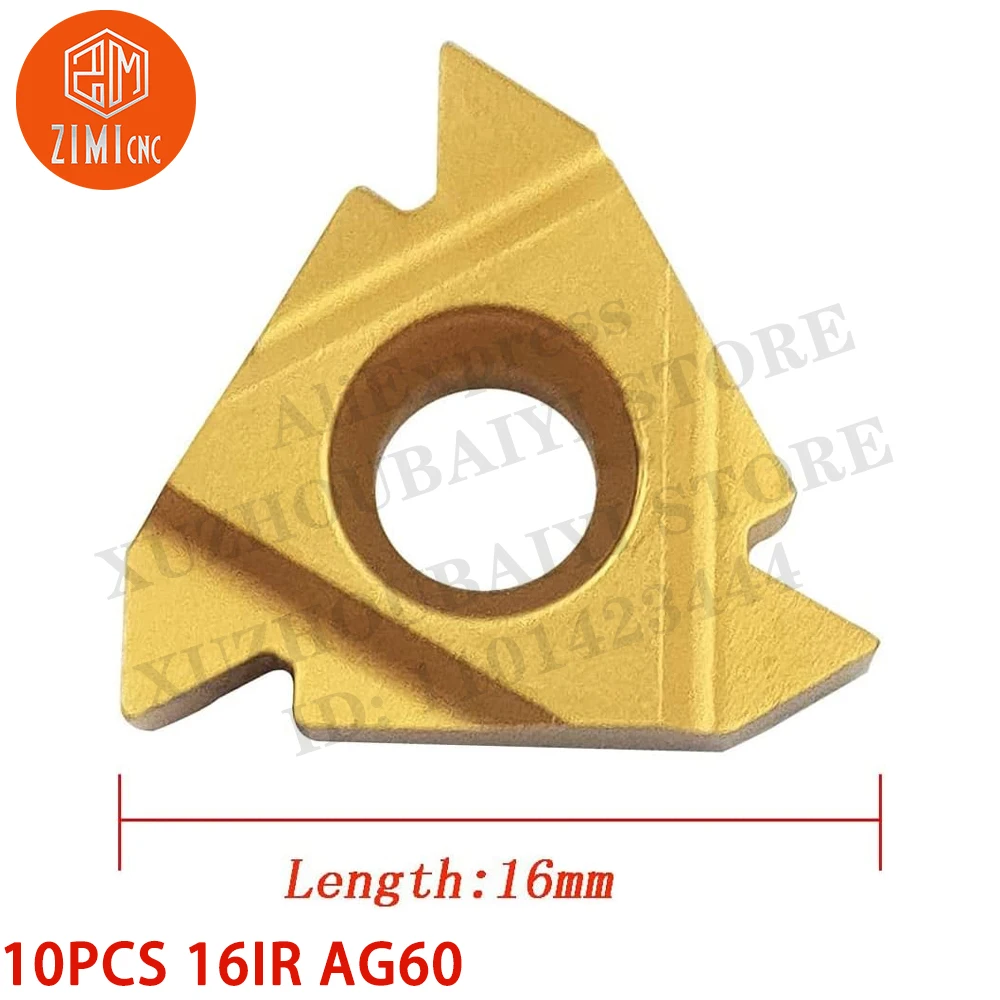 10PCS 16IR AG60 CNC Lathe Indexable Threading Carbide Insert Blade  metal lathe mechanical cutting tool CNC tool for steel parts