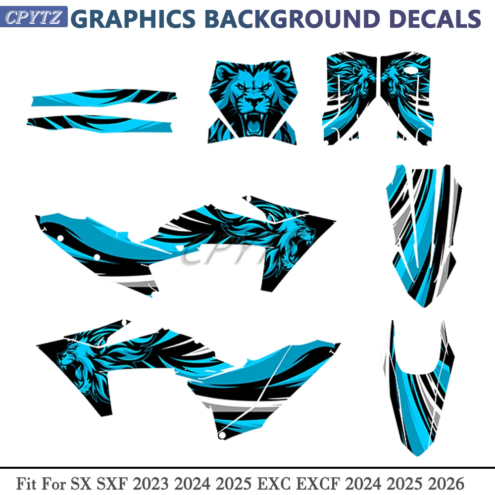 Graphics Decals Stickers Kit Motorcycle Background Fit For EXC EXCF XCWF 2024 2025 SX SXF XC XCF 2023-2024