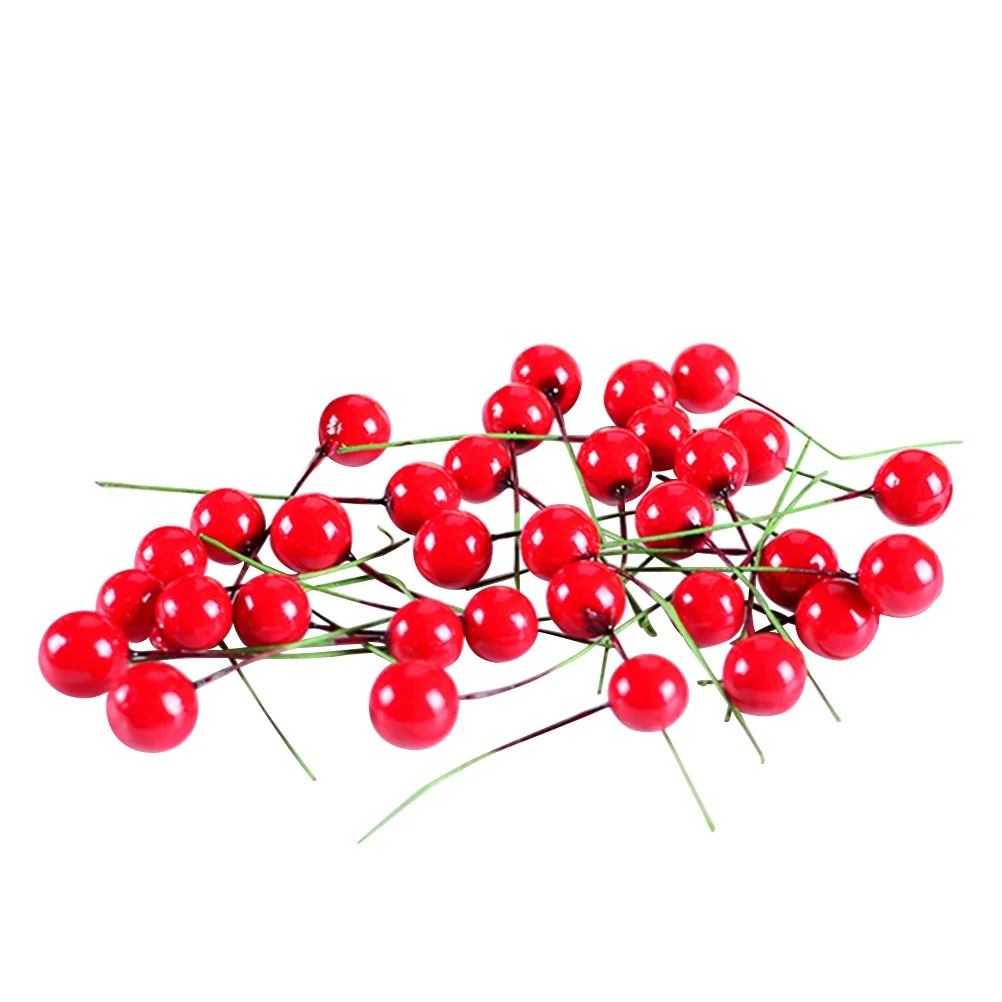 

100Pcs Realistic Red Christmas Artificial Berries DIY Home Decor Picks 12mm for Holiday Party Wedding Craft Supplies