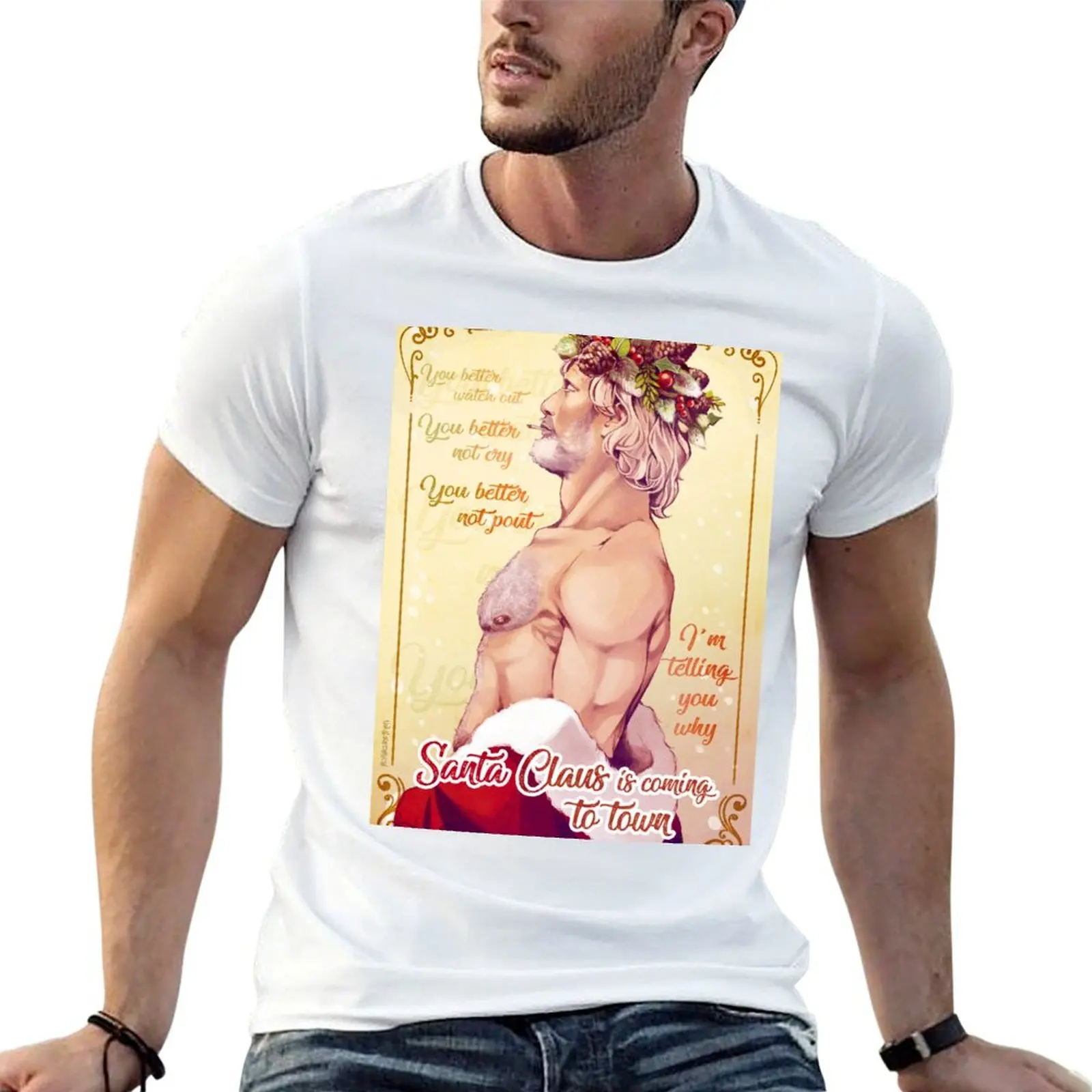 to for t cotton man Town t coming Claus shirts soft shirts is funny man T-Shirt Santa cotton for