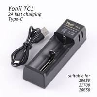 Yonii TC1 Charger 2A TYPE-C Charing Port Suitable for 18650 26650 21700 Battery for Convoy Flashlight