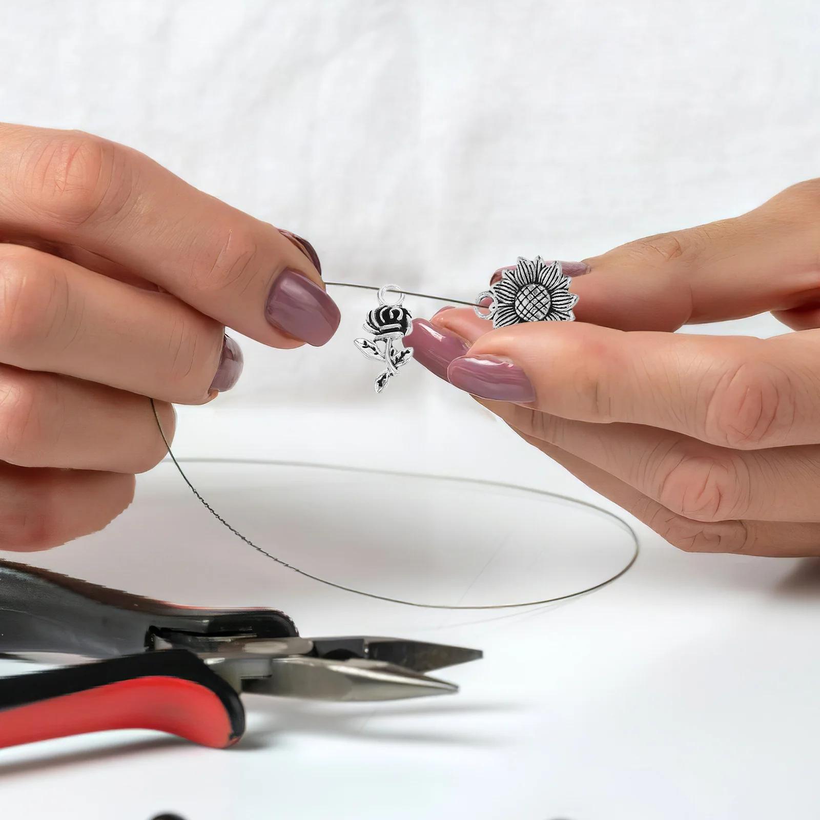 

48 шт., подвески в тибетском стиле из сплава с цветами, подвески в виде розы подсолнуха для самостоятельного изготовления ювелирных изделий, серебряное ожерелье, браслет, серьги