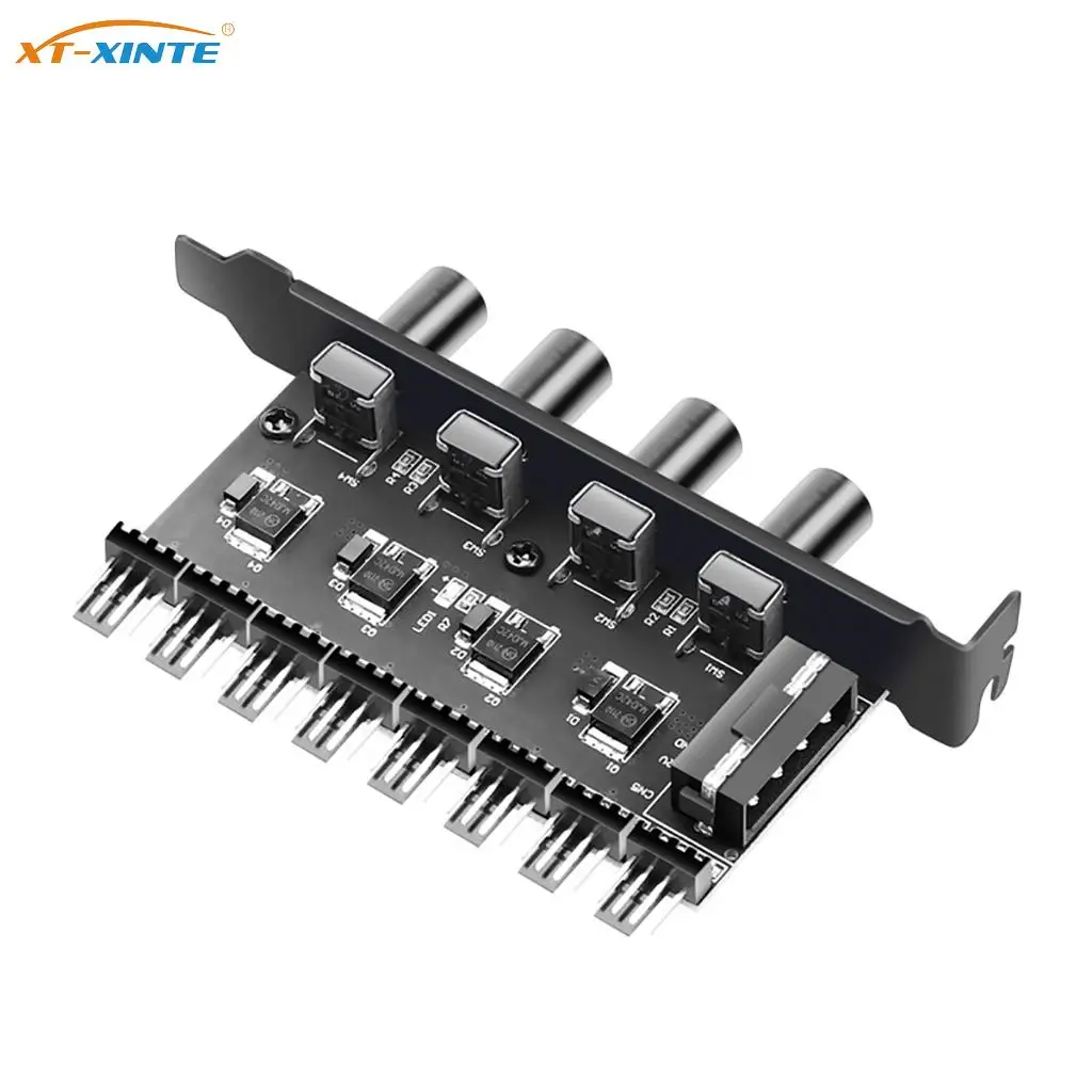 

12V 8 Channels Cooling Fan HUB 4Pin 3Pin Speed Controller Practical Regulator Splitter Computer Adapter