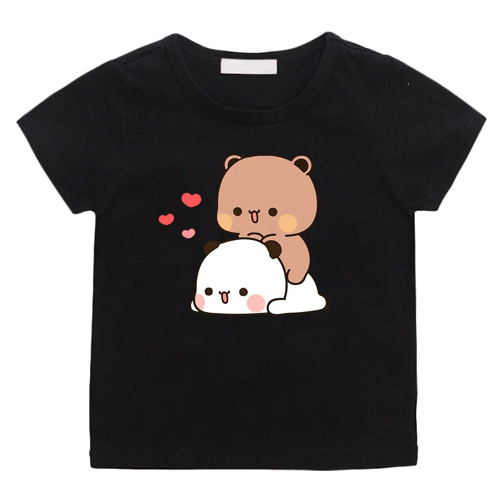 Panda Bear Bubu and Dudu High Street Anime T-shirts Cute Graphic Manga Tshirt Funko Pop 100% Cotton Cartoon Boys/girls Tee-shirt