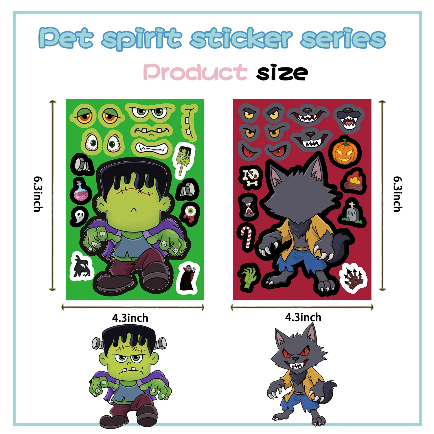 32 ورقة هالوين جعل وجه لغز بولي كلوريد الفينيل ملصق الاطفال حفلة المفضلة هدية لعبة DIY بها بنفسك اليقطين شبح تجميع بانوراما لعبة تعليمية #3