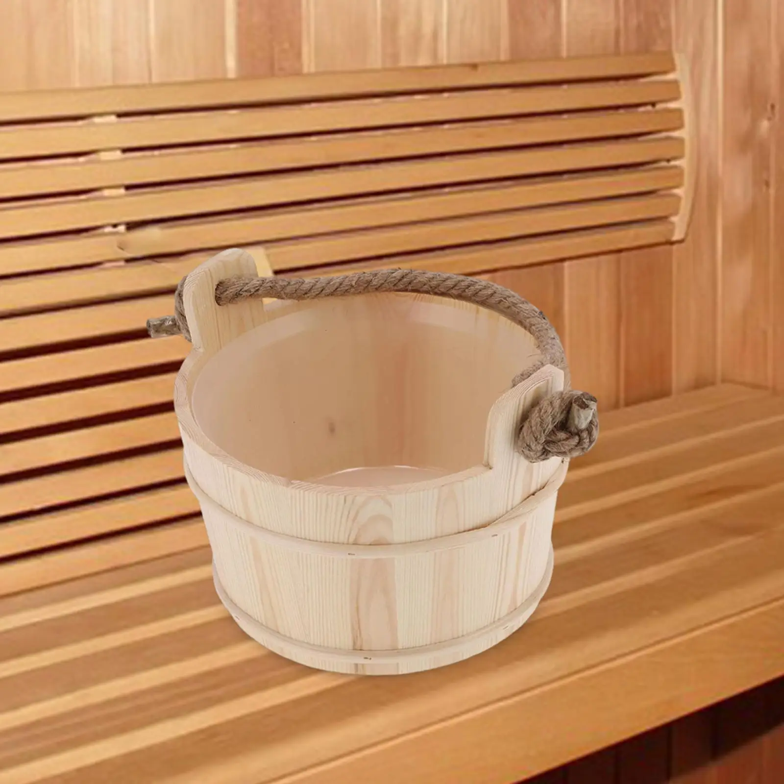 

Sauna Spa Bucket Wood Material Leak Proof Liner Large Capacity Bathing Tub Accessory for Winter Houses