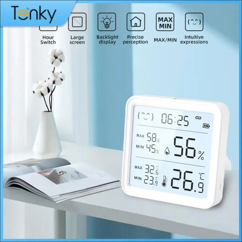 

Smart Linkage Detector Convenient Adjustable Thermometer Professional White Wireless Temperature And Humidity Sensor