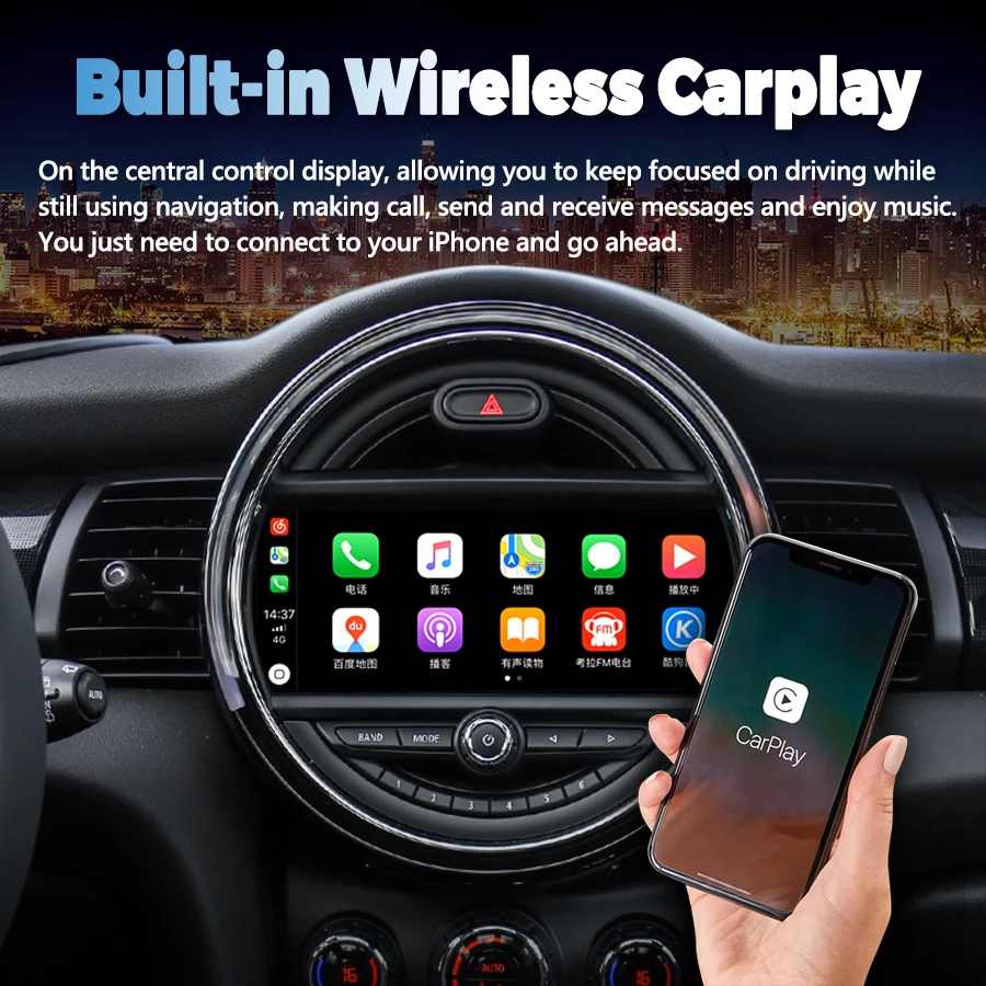 NAVIRIDER Wireless CarPlay Android Auto for Mini R55 R56 R57 R58 R60 R61 F54 F55 F56 Clubman Countryman Cooper John Cooper Works