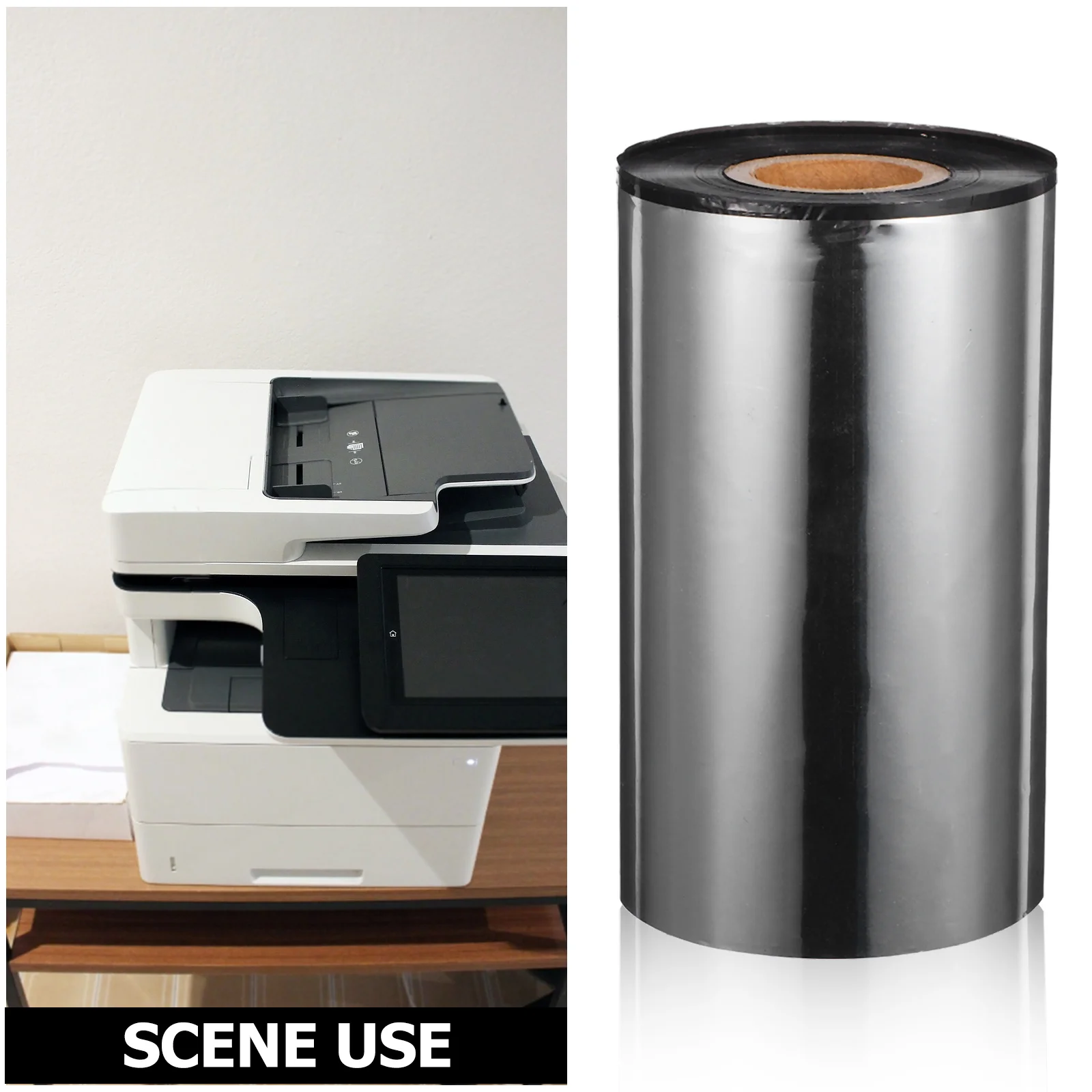 1 لفة الشمع الحراري نقل الشريط تسميات الطباعة الحرارية 110 مللي متر X 300 متر شريط طابعة ملصقات الأكواد الشريطية لتخزين الشحن