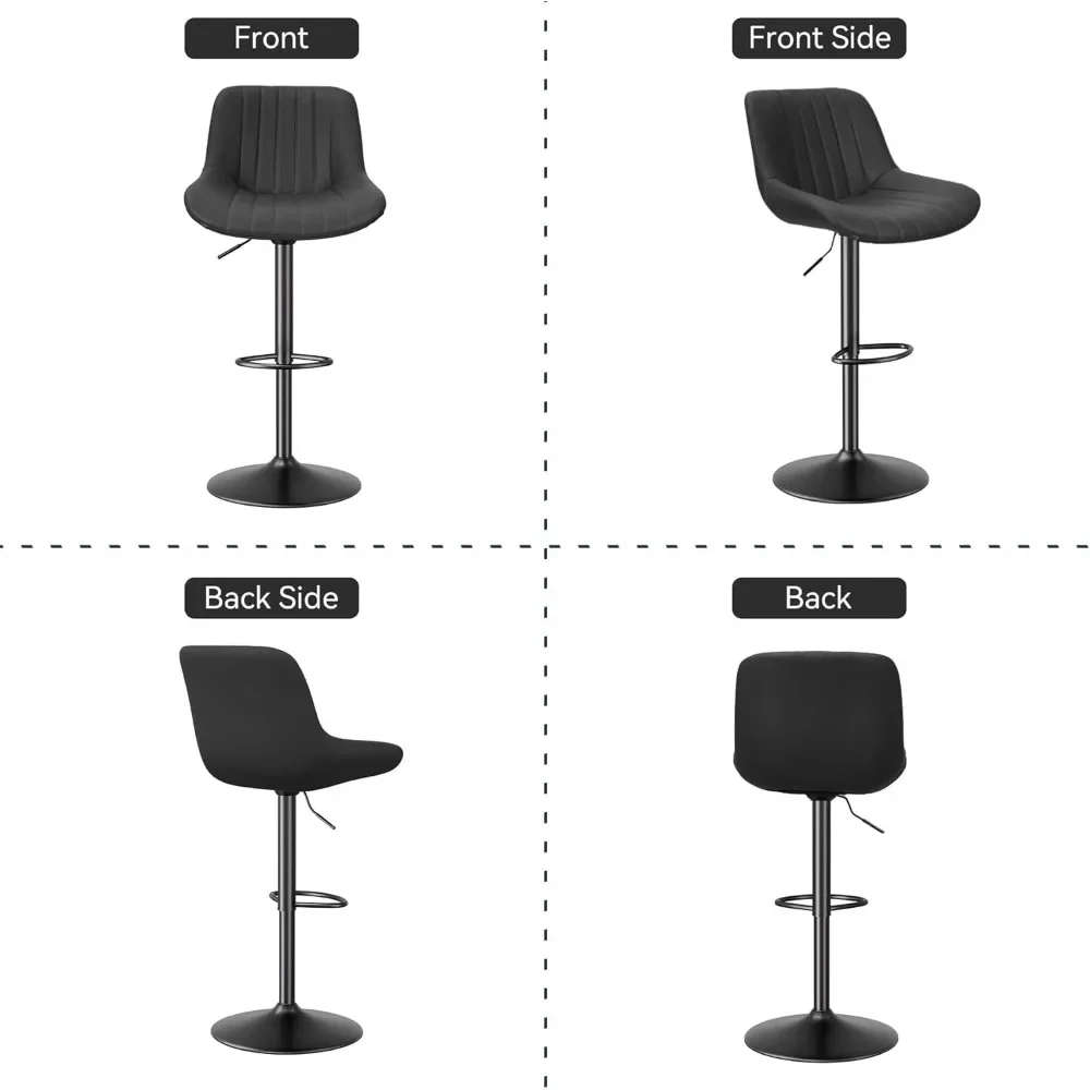Barhocker-Set, 2er-Set, verstellbare, moderne, drehbare Barhocker mit Rückenlehne, Island-Stühle aus Stoff in Thekenhöhe