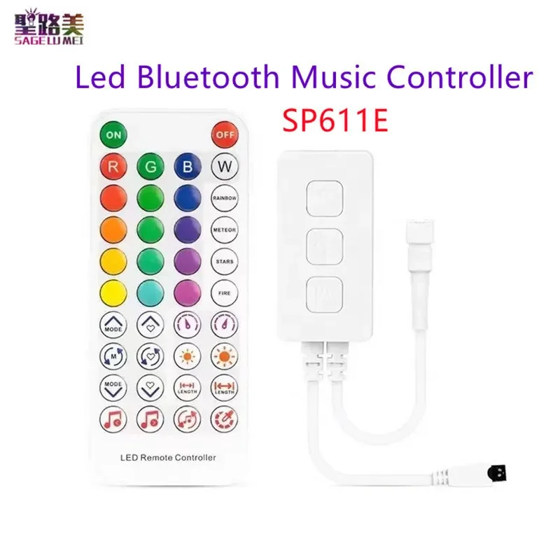 SP611E Smart RGB Controller Bluetooth music App IR38 Key Remote control For WS2811/2812B Addressable Led RGB Tape Strip DC5V-24V